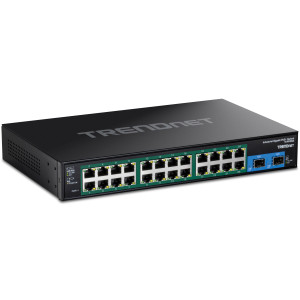 TRENDnet TI-RP262 26-Port Gigabit Ethernet Switch, 24 Gigabit PoE+ & 2 Gigabit SFP ports, 52 Gbps switching capacity, Rackmount
